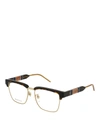 GUCCI HALF FRAME HAVANA SQUARED GLASSES