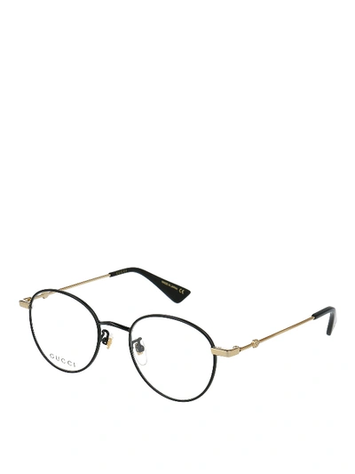 Gucci Black Metal Round Eyeglasses