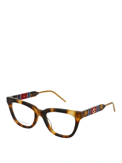 Gucci Gg Logo Havana Optical Glasses In Brown
