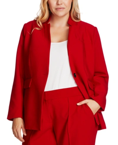 Vince Camuto Plus Size One-button Notch-collar Blazer In Tulip Red