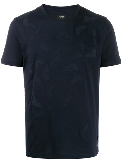 Fendi Bag Bugs Eye-shaped T-shirt In Blue