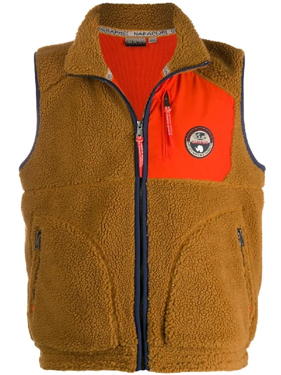 Napapijri Toe Fleece Gilet In Nc1 Golden Brown