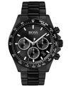 Hugo Boss Men's Chronograph Hero Black Ion-plated Stainless Steel Bracelet Watch 43mm Women's Shoes
