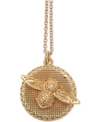 OLIVIA BURTON BEE DISC 17-3/4" PENDANT NECKLACE IN 18K GOLD-PLATE