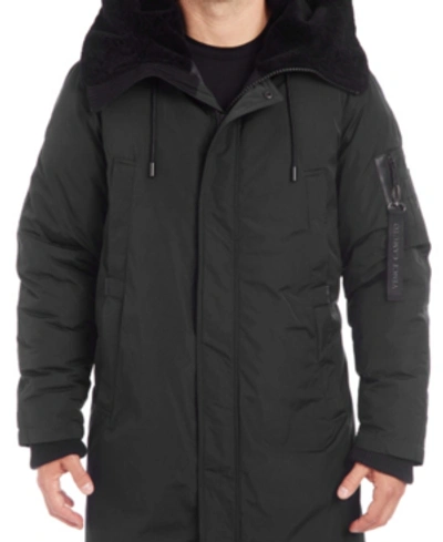 Vince Camuto Men's Long Parka With Faux Fur Lined Hood In Navy