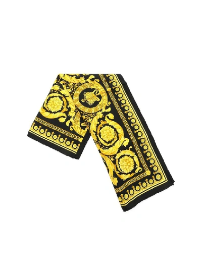 Versace Fw'91 Baroque Printed Silk Scarf In Black