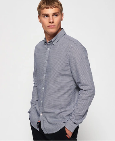 Superdry Premium Button Down Long Sleeve Shirt In Navy