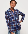 SUPERDRY WOMEN'S ANNEKA CHECK SHIRT BLUE SIZE: 4,2102824000167G2Y030