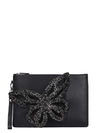 SOPHIA WEBSTER FLOSSY BUTTERFL CLUTCH IN BLACK LEATHER,11153679