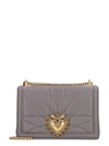 Dolce & Gabbana Medium Devotion Bag In Quilted Nappa Leather In Grey