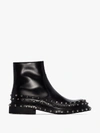 PRADA PRADA MENS BLACK STUDDED LEATHER ANKLE BOOTS,2TE1503ZK114122633