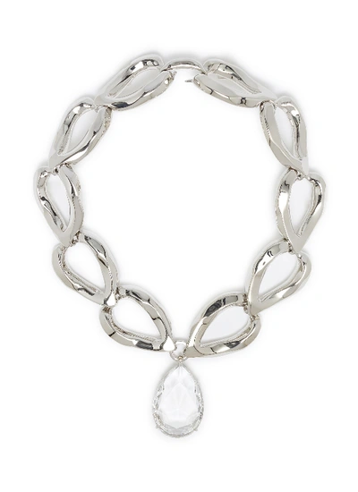 Alexander Mcqueen Faceted Pendant Chain Necklace In Metallic