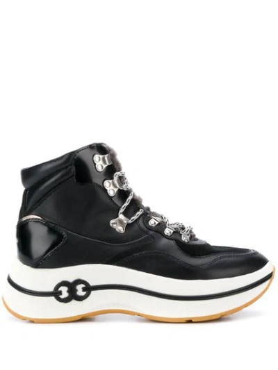 Tory Burch Lace-up High Top Trainers In Black