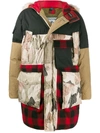 Woolrich Oversized Patchwork Parka Coat In 绿色