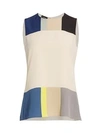 AKRIS Pittura Printed Sleeveless Silk Blouse