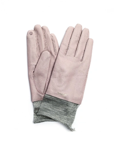 Undercover Pink Leather Gloves In Grey