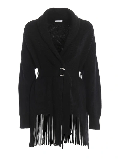 Brunello Cucinelli Fringed Ribbed Cashmere Cardigan In Black