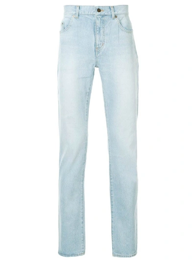 Saint Laurent Classic Straight Leg Jeans Blue In White