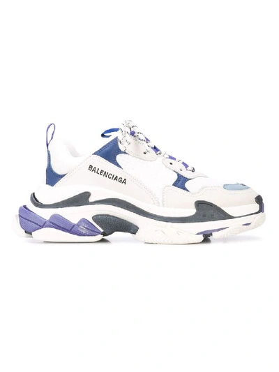 Balenciaga White Men's Purple And Navy Detail Triple S Trainers