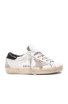 Golden Goose Superstar Distressed Leather And Suede Sneakers In White  Black & Cream Metal