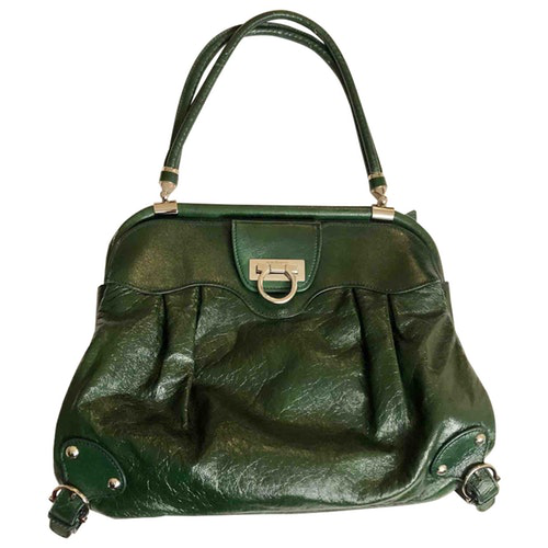 Pre-Owned Salvatore Ferragamo Green Leather Handbag | ModeSens