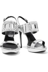 ROGER VIVIER ROGER VIVIER WOMAN CRYSTAL-EMBELLISHED MIRRORED-LEATHER PLATFORM SANDALS SILVER,3074457345621427602