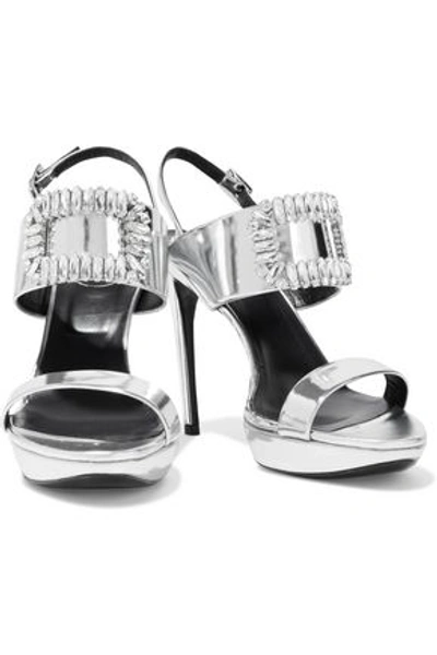 Roger Vivier Woman Crystal-embellished Mirrored-leather Platform Sandals Silver