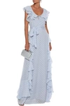 ALICE MCCALL ALICE MCCALL WOMAN MOON TALK RUFFLED FIL COUPÉ GEORGETTE GOWN SKY BLUE,3074457345621305397