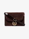 GUCCI BROWN GG RING SMALL SUEDE SHOULDER BAG,5894741DGBG14184960
