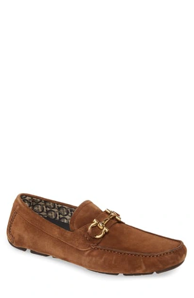 Ferragamo Parigi Bit Driving Moccasin In Brown Sugar