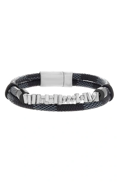 Ben Sherman Leather & Bead Double Strand Bracelet In Black