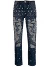 Philipp Plein Star Studded Boyfriend Jeans In Blue