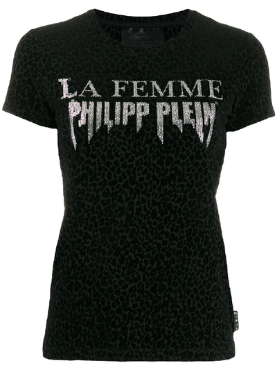 Philipp Plein La Femme Embellished T-shirt In Black