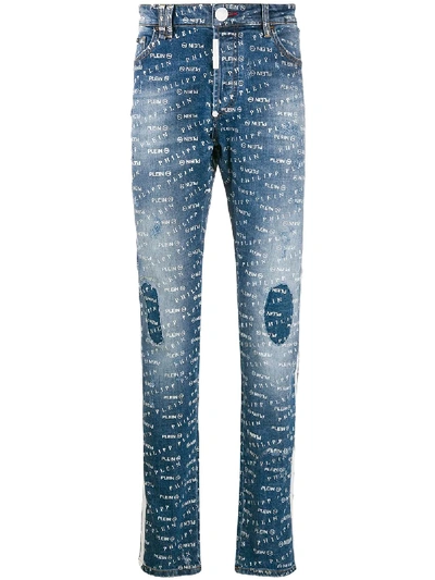 Philipp Plein Jeans Mit Logo-muster In Blue