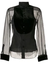 RALPH LAUREN CONTRAST BIB SHEER SHIRT