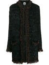 M Missoni Metallic Threading Tweed Coat In Blue