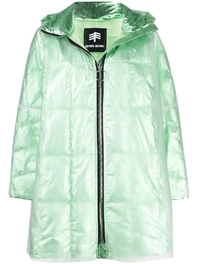 Ienki Ienki Raincoat Pvc And Quilted Foiled Shell Hooded Down Coat In Green