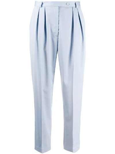 Styland Tapered High Waisted Trousers In Blue