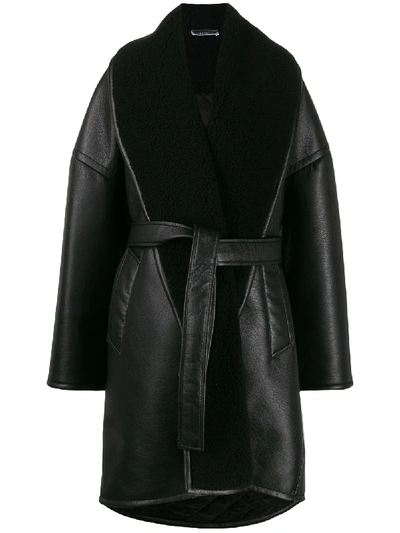 Balenciaga Oversized Leather-look Coat In Black