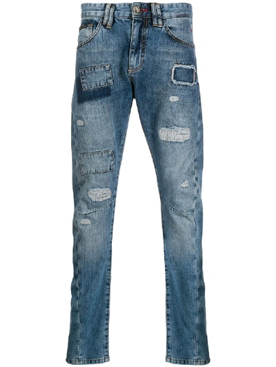 Philipp Plein Milano Cut Statement Jeans In Blue