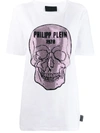 Philipp Plein Skull-print Cotton T-shirt In 0103 White / Rose