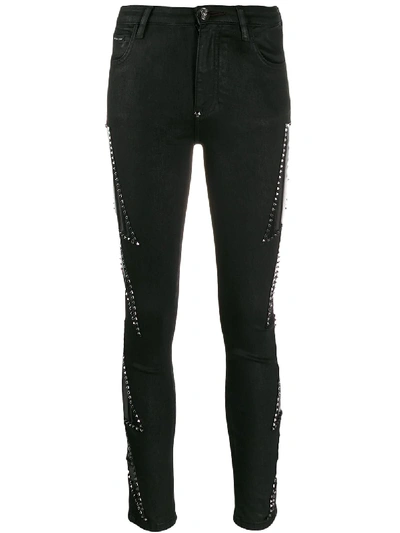 Philipp Plein Coated Skinny Jeans In Black