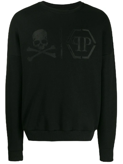 Philipp Plein Embroidered Sweatshirt In Black