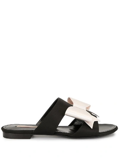 Fabrizio Viti Bow Slider Sandals In Black