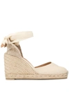 Castaã±er Carina Wedge Sandals In Beige