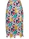 PRABAL GURUNG FLORAL APPLIQUÉ PENCIL SKIRT