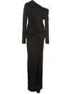 Prabal Gurung Off The Shoulder Twist Wait Gown In Black