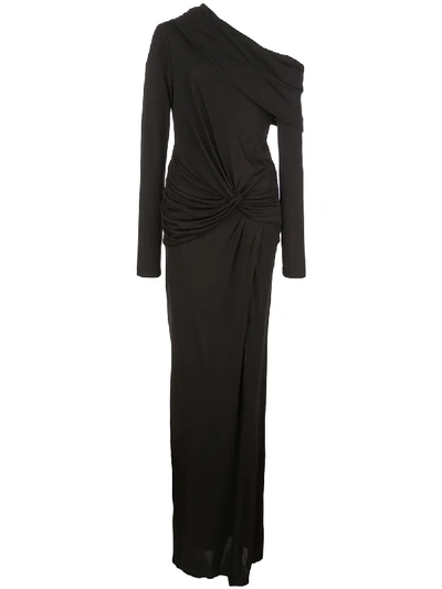 Prabal Gurung Off The Shoulder Twist Wait Gown In Black