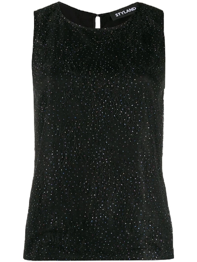 Styland Embellished Lace Tank Top In Black