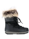 Moon Boot Monaco Faux Fur-trimmed Shell And Faux Leather Snow Boots In Black